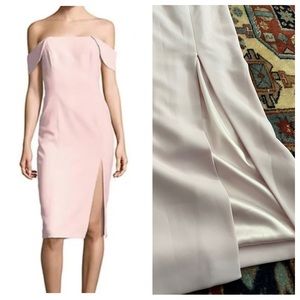 Jay Godfrey Dowinie Pale Lilac Off the Shoulder Sheath Dress fitted high slit 8